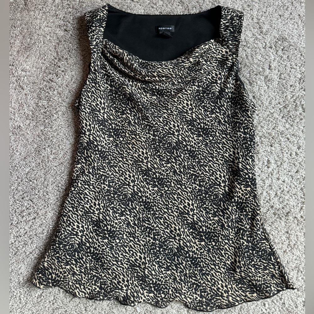 Spense Animal Print Cowl Neck Top